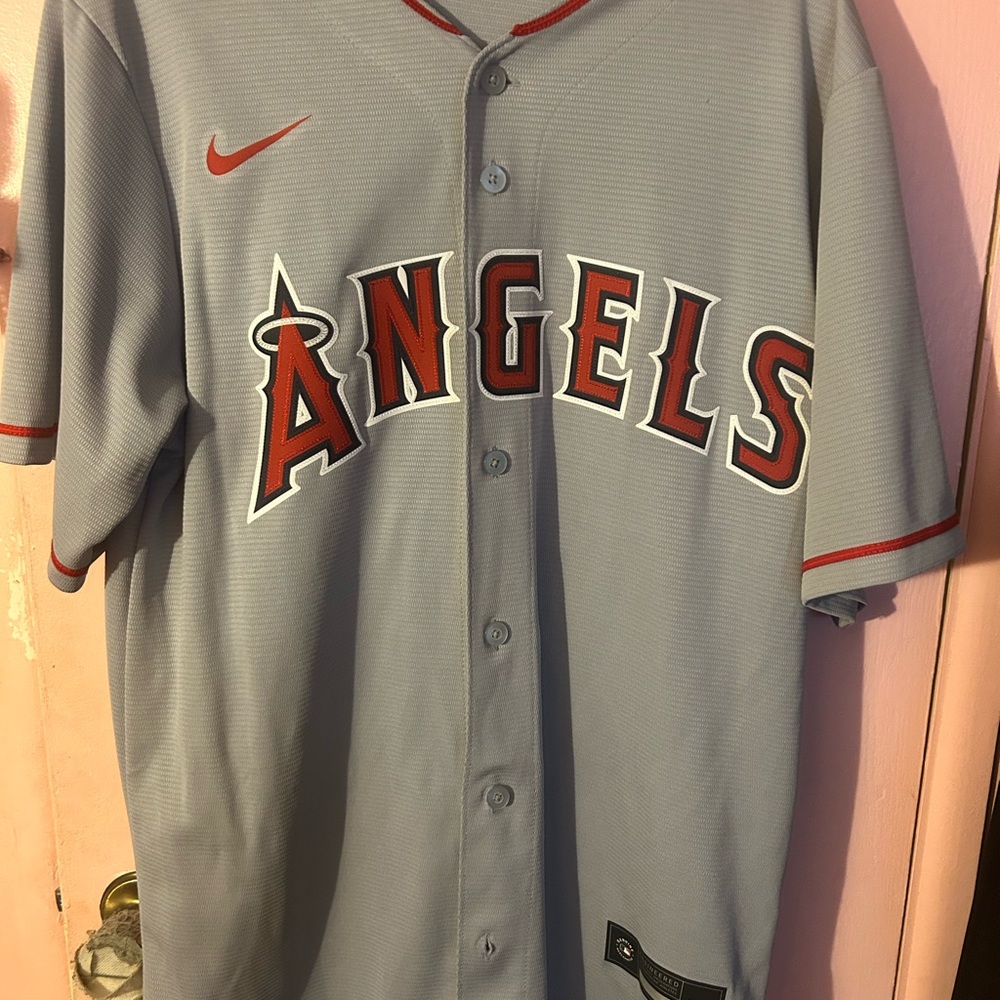 Gray Nike Angels Baseball Jersey